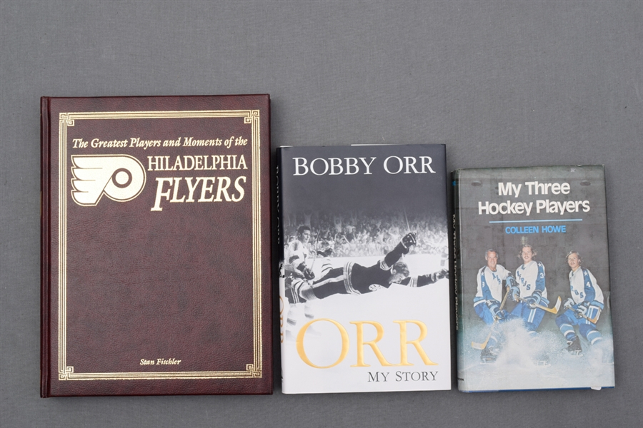 Bobby Orr, The Howes and Flyers Signed and Multi-Signed Hockey Book Collection of 3