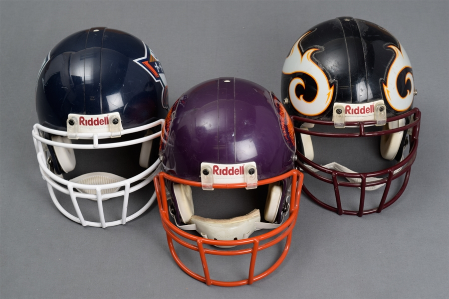 NFL Europe (WLAF) Frankfurt Galaxy, Rhein Fire and Amsterdam Admirals Game-Worn Helmets