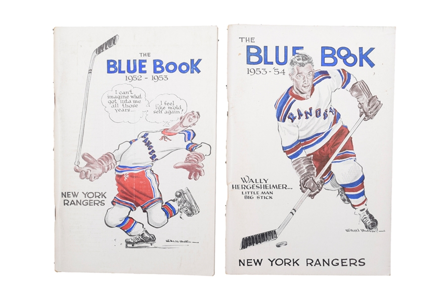 New York Rangers 1950s Program and "Blue Book" Guide Collection of 6