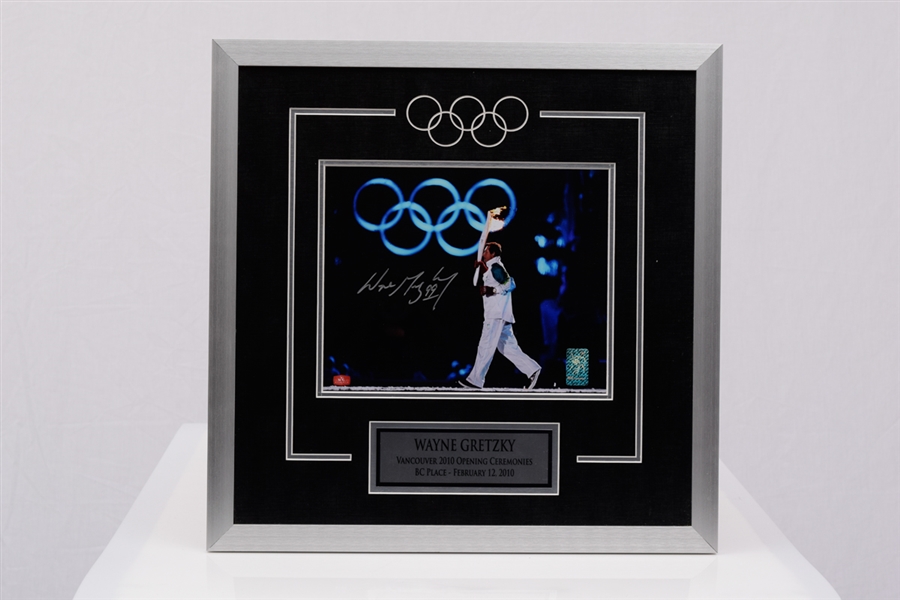 Wayne Gretzky Signed 2010 Winter Olympics Framed Photo with WGA COA (17 ½” x 17 ½”)