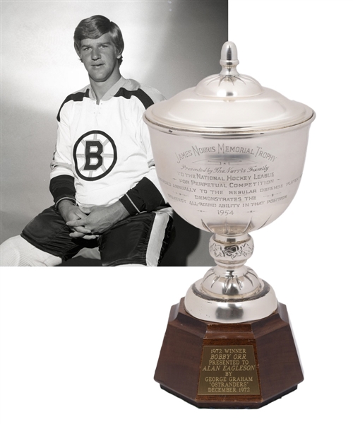Miniature Bobby Orr James Norris Memorial Trophy Presented to Alan Eagleson with His Signed LOA (13")