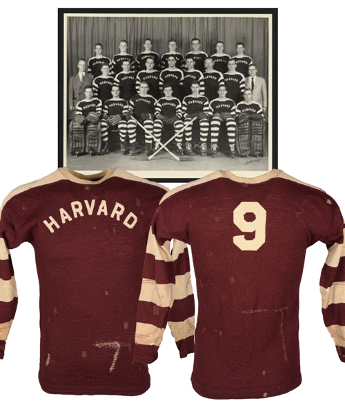 Vintage 1940s Harvard University Game-Worn Wool Jersey - Numerous Team Repairs!