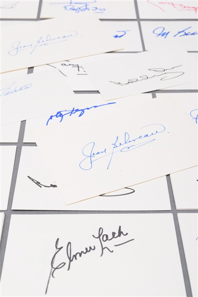 Hockey Signed Index Card Collection of 286 with Deceased HOFers including Rocket Richard, Geoffrion, Beliveau and HOFers Orr and Howe