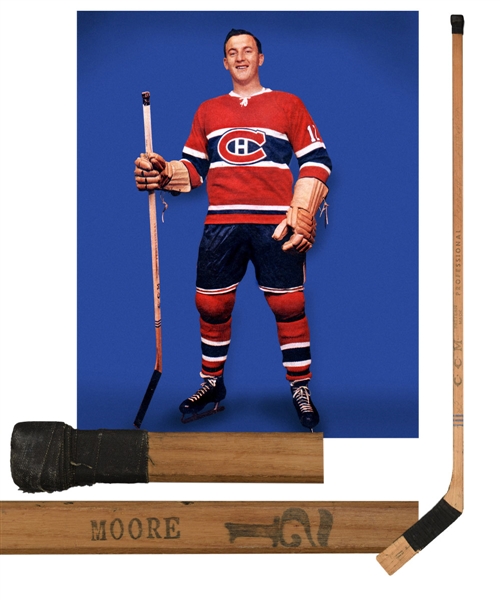 Dickie Moores 1957 Montreal Canadiens Stanley Cup Champions Game-Used Team-Signed Stick by 11 Including 4 Deceased HOFers with LOA