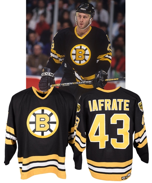 Al Iafrates 1993-94 Boston Bruins Game-Worn Jersey with LOA - Team Repairs! - Photo-Matched!