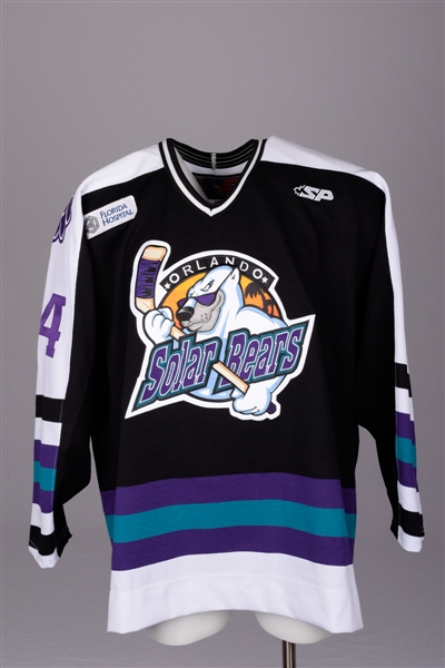 Carson McMillans 2014-15 ECHL Orlando Solar Bears Game-Worn "Throwback Night" Jersey with Team LOA