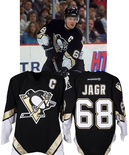 Jaromir Jagrs 2000-01 Pittsburgh Penguins Game-Worn Captains Jersey - Photo-Matched!