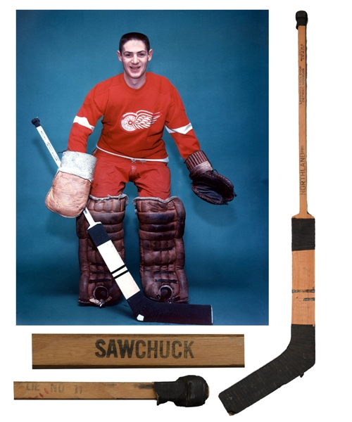 Terry Sawchuks 1954-55 Detroit Red Wings Stanley Cup Champions Team-Signed Game-Used Stick