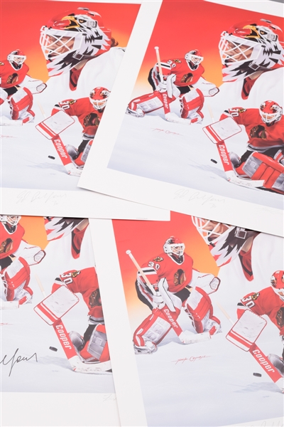 Ed Belfours Signed Chicago Black Hawks Lithograph Collection of 30 (19 ½” x 25”)