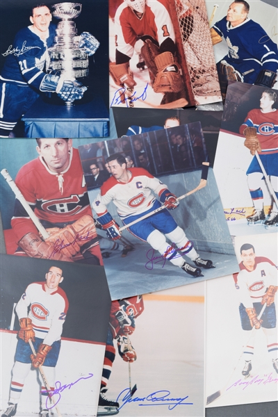 Ed Belfours Signed Montreal Canadiens and Toronto Maple Leafs HOFers and Stars Photo Collection of 37 (8" x 10")