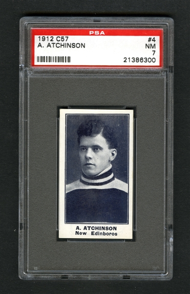 1912-13 Imperial Tobacco C57 Hockey Card #4 A. Atchinson RC - Graded PSA 7 - Highest Graded!