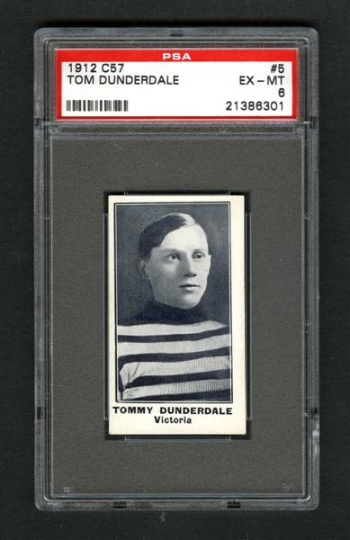 1912-13 Imperial Tobacco C57 Hockey Card #5 HOFer Tommy "Tom" Dunderdale - Graded PSA 6 - Highest Graded!