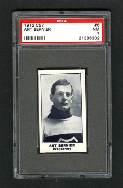 1912-13 Imperial Tobacco C57 Hockey Card #6 Arthur "Art" Bernier - Graded PSA 7 - Highest Graded!