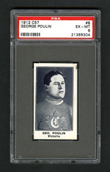 1912-13 Imperial Tobacco C57 Hockey Card #8 George "Skinner" Poulin - Graded PSA 6 - Highest Graded!