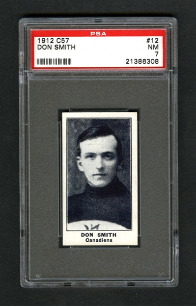 1912-13 Imperial Tobacco C57 Hockey Card #12 Donald "Don" Smith - Graded PSA 7 - Highest Graded!