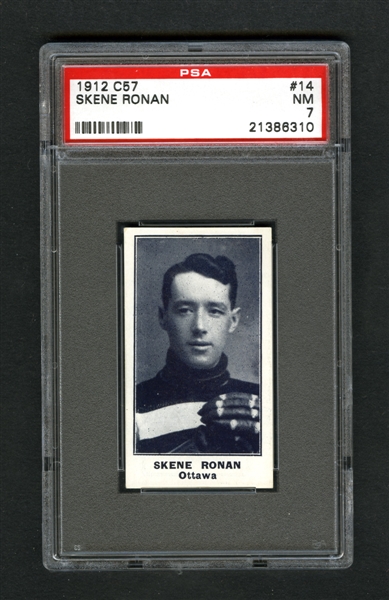 1912-13 Imperial Tobacco C57 Hockey Card #14 Skene Ronan - Graded PSA 7 - Highest Graded!