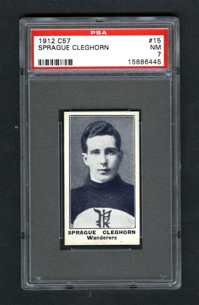 1912-13 Imperial Tobacco C57 Hockey Card #15 HOFer Sprague "Peg" Cleghorn - Graded PSA 7 - Highest Graded!