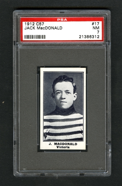 1912-13 Imperial Tobacco C57 Hockey Card #17 John "Jack" MacDonald - Graded PSA 7 - Highest Graded!