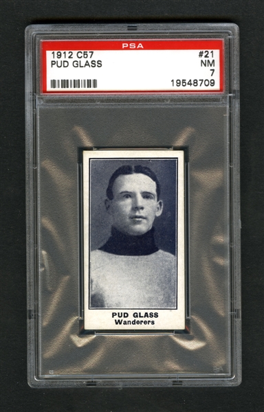 1912-13 Imperial Tobacco C57 Hockey Card #21 Frank "Pud" Glass - Graded PSA 7 - Highest Graded!
