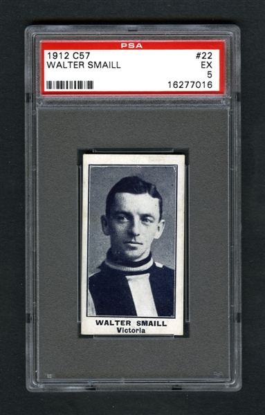 1912-13 Imperial Tobacco C57 Hockey Card #22 Walter Smaill - Graded PSA 5 - Highest Graded!