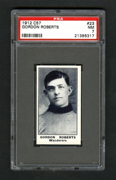 1912-13 Imperial Tobacco C57 Hockey Card #23 HOFer Gordon "Doc" Roberts - Graded PSA 7 - Highest Graded!