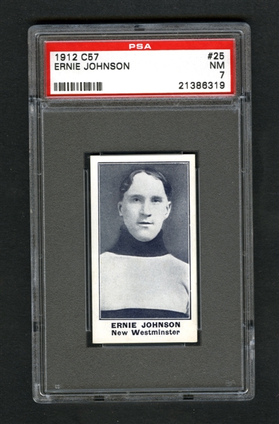1912-13 Imperial Tobacco C57 Hockey Card #25 HOFer Ernie "Moose" Johnson - Graded PSA 7 - Highest Graded!