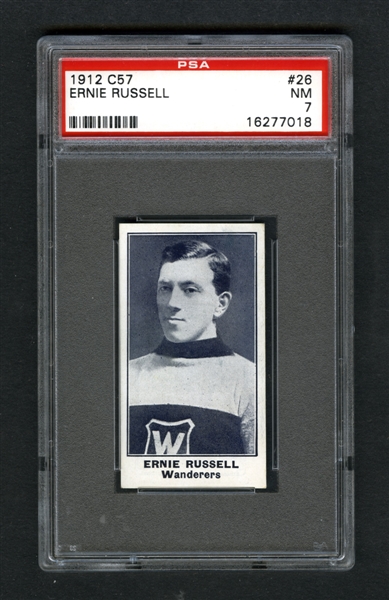 1912-13 Imperial Tobacco C57 Hockey Card #26 HOFer Ernest "Ernie" Russell - Graded PSA 7 - Highest Graded!