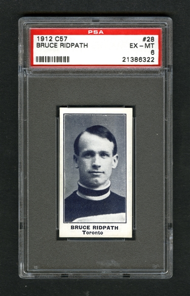 1912-13 Imperial Tobacco C57 Hockey Card #28 Bruce Ridpath - Graded PSA 6 - Highest Graded!