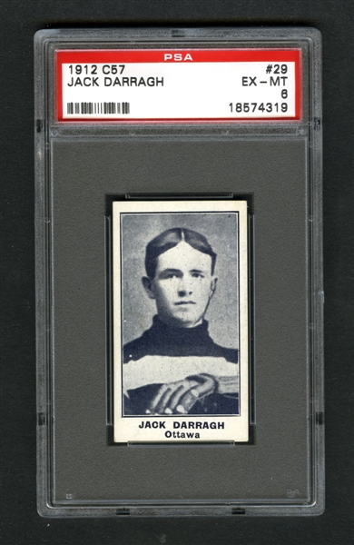 1912-13 Imperial Tobacco C57 Hockey Card #29 HOFer John "Jack" Darragh - Graded PSA 6 - Highest Graded!