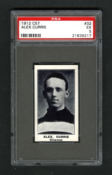 1912-13 Imperial Tobacco C57 Hockey Card #32 Alexander "Alex" Currie - Graded PSA 5 - Highest Graded!
