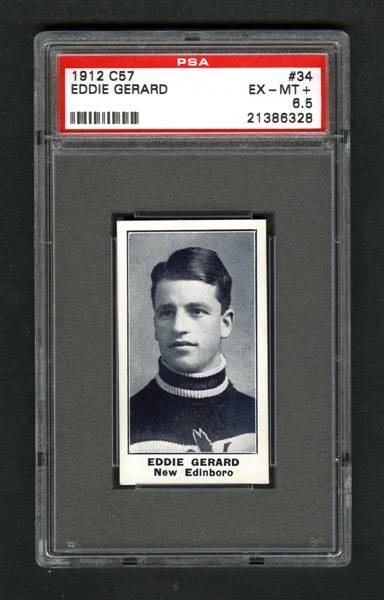 1912-13 Imperial Tobacco C57 Hockey Card #34 HOFer Edward "Eddie" Gerard RC - Graded PSA 6.5 - Highest Graded!