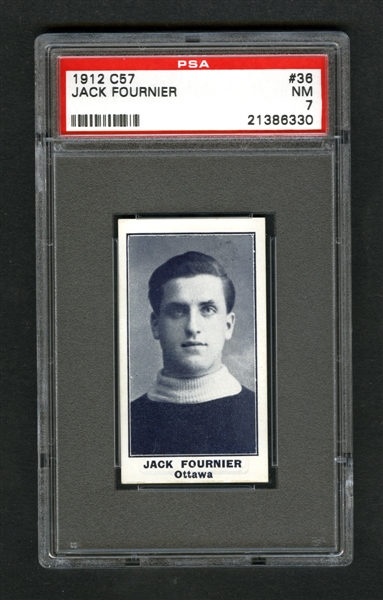 1912-13 Imperial Tobacco C57 Hockey Card #36 Jacques "Jack" Fournier RC - Graded PSA 7 - Highest Graded!