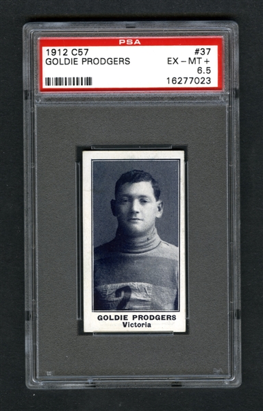 1912-13 Imperial Tobacco C57 Hockey Card #37 George "Goldie" Prodgers RC - Graded PSA 6.5 - Highest Graded!