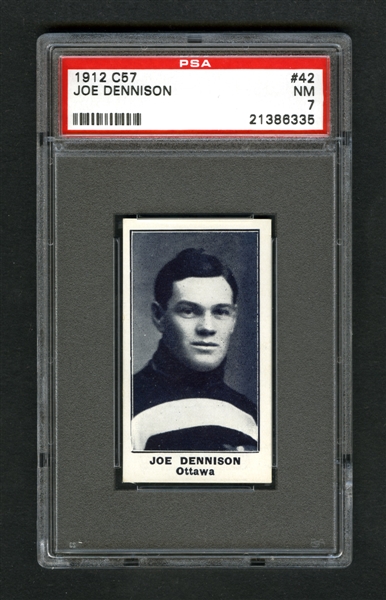 1912-13 Imperial Tobacco C57 Hockey Card #42 Joe Dennison RC - Graded PSA 7 - Highest Graded!
