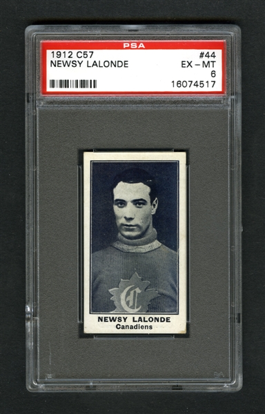 1912-13 Imperial Tobacco C57 Hockey Card #44 HOFer Edouard "Newsy" Lalonde - Graded PSA 6 - Highest Graded!