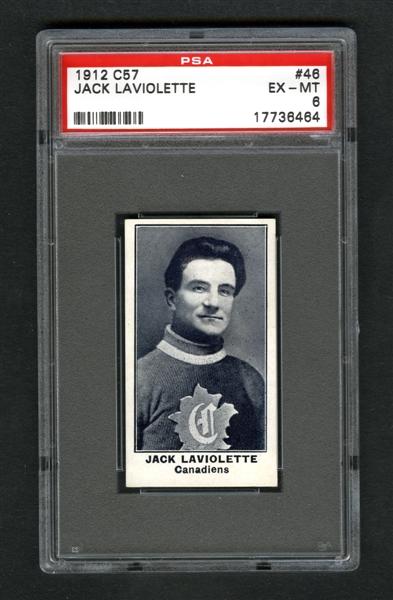 1912-13 Imperial Tobacco C57 Hockey Card #46 HOFer Jean-Baptiste "Jack" Laviolette - Graded PSA 6 - Highest Graded!