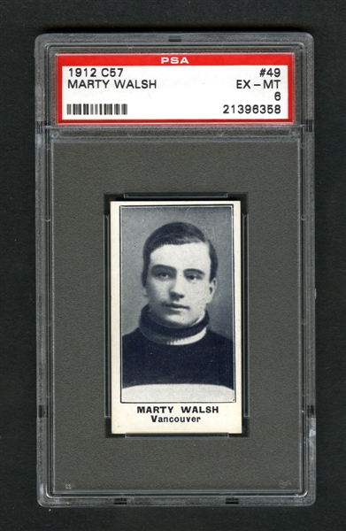 1912-13 Imperial Tobacco C57 Hockey Card #49 HOFer Martin "Marty" Walsh - Graded PSA 6