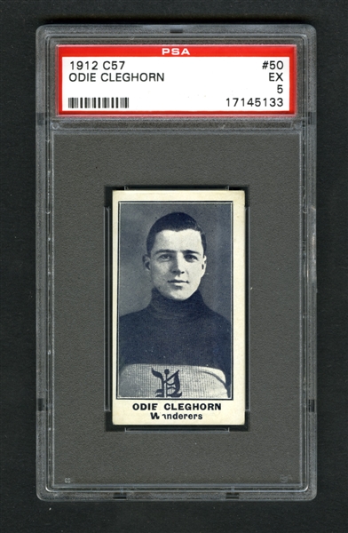 1912-13 Imperial Tobacco C57 Hockey Card #50 James "Odie" Cleghorn - Graded PSA 5 - Highest Graded!
