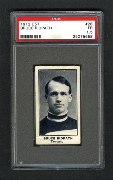 1912-13 Imperial Tobacco C57 Hockey Card #28 Bruce Ridpath - Graded PSA 1.5
