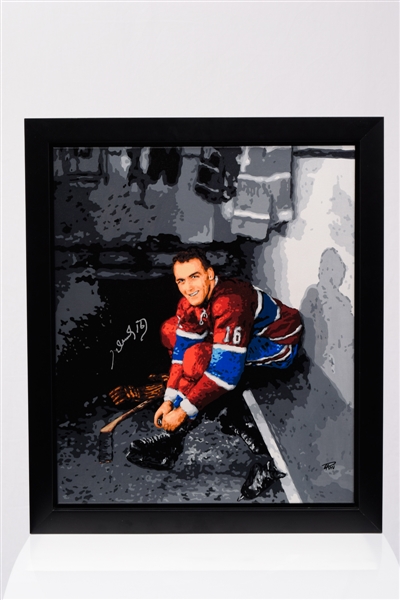 Henri Richard Montreal Canadiens Acrylic on Canvas Signed Framed Painting with COA (24" x 28")
