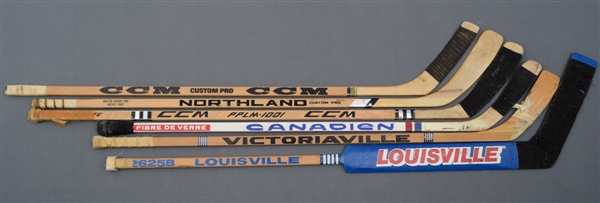 Vintage Game-Used Stick Collection of 6 with John Tonelli Multi-Signed Islanders Stick