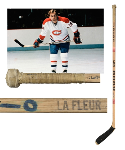 Guy Lafleurs Mid-1970s Montreal Canadiens Signed Koho Game-Used Stick