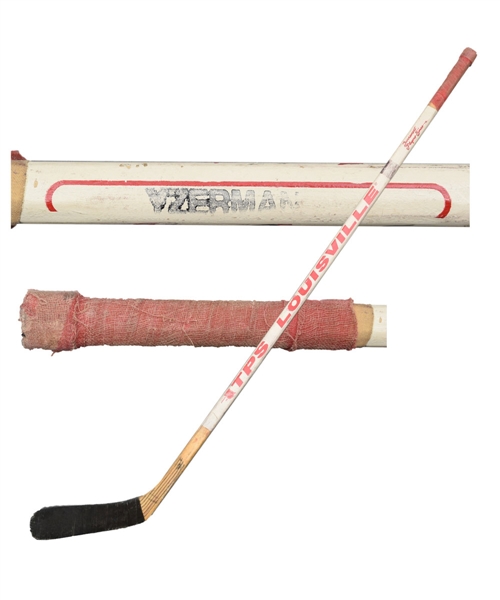 Steve Yzermans Late-1980s Detroit Red Wings Signed Louisville TPS Game-Used Stick