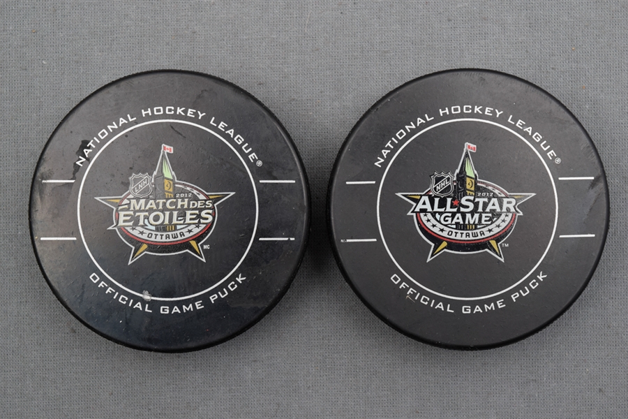 NHL 2012 All-Star Game "Team Alfredsson" Game-Used Goal Pucks with LOAs