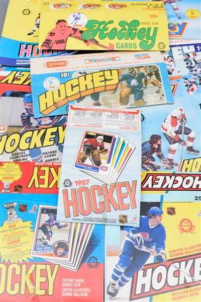 1970s/1980s O-Pee-Chee Hockey Empty Wax Box Collection of 10