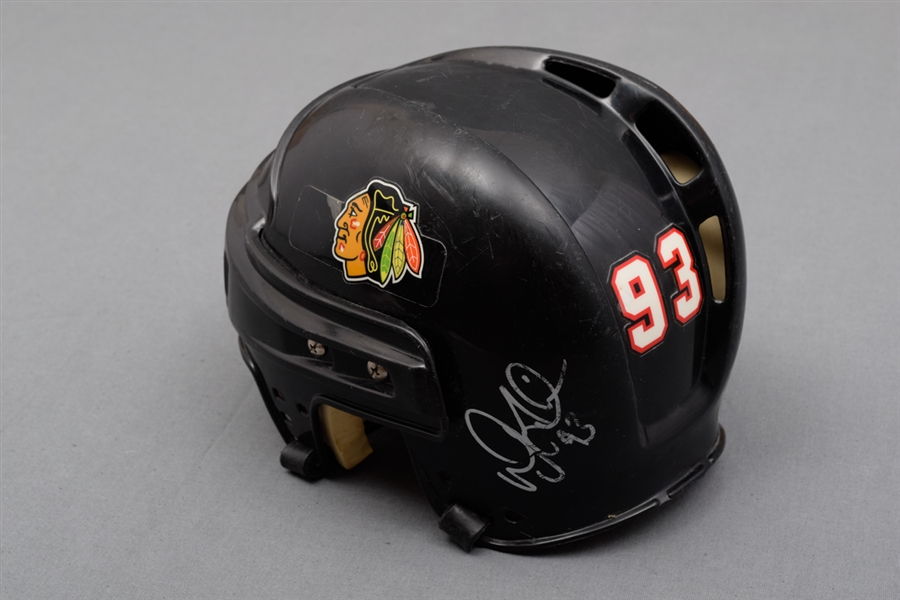 Doug Gilmours Late-1990s Chicago Black Hawks CCM Signed Game-Worn Helmet