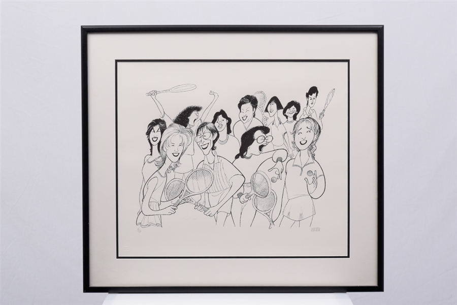Tennis Immortals Multi-Signed "Virginia Slims Legends" Al Hirschfeld Limited-Edition Framed Lithograph #15/150 with JSA LOA (26 ½” x 30”)  