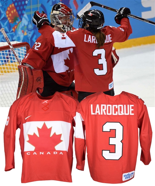 Jocelyne Larocques 2014 Olympics Team Canada Game-Worn Jersey with Hockey Canada LOA
