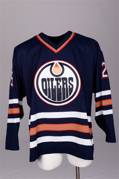 Mike Griers 1996-97 Edmonton Oilers Game-Worn Rookie Season Jersey with Team LOA