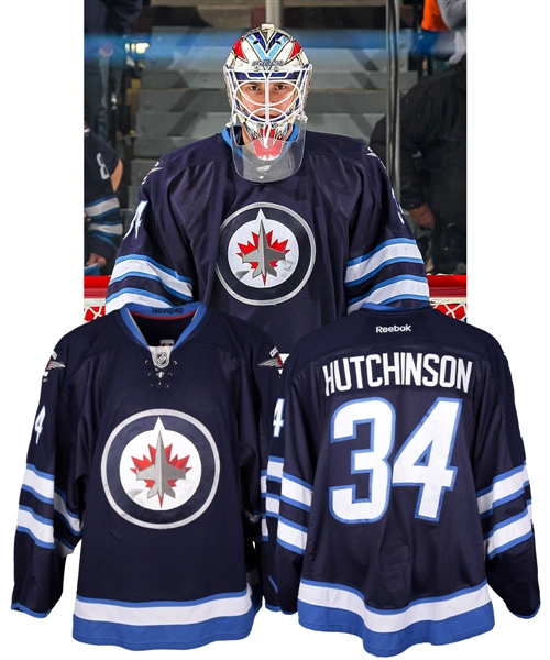 Michael Hutchinsons 2014-15 Winnipeg Jets Game-Worn Jersey with Team LOA - Photo-Matched!